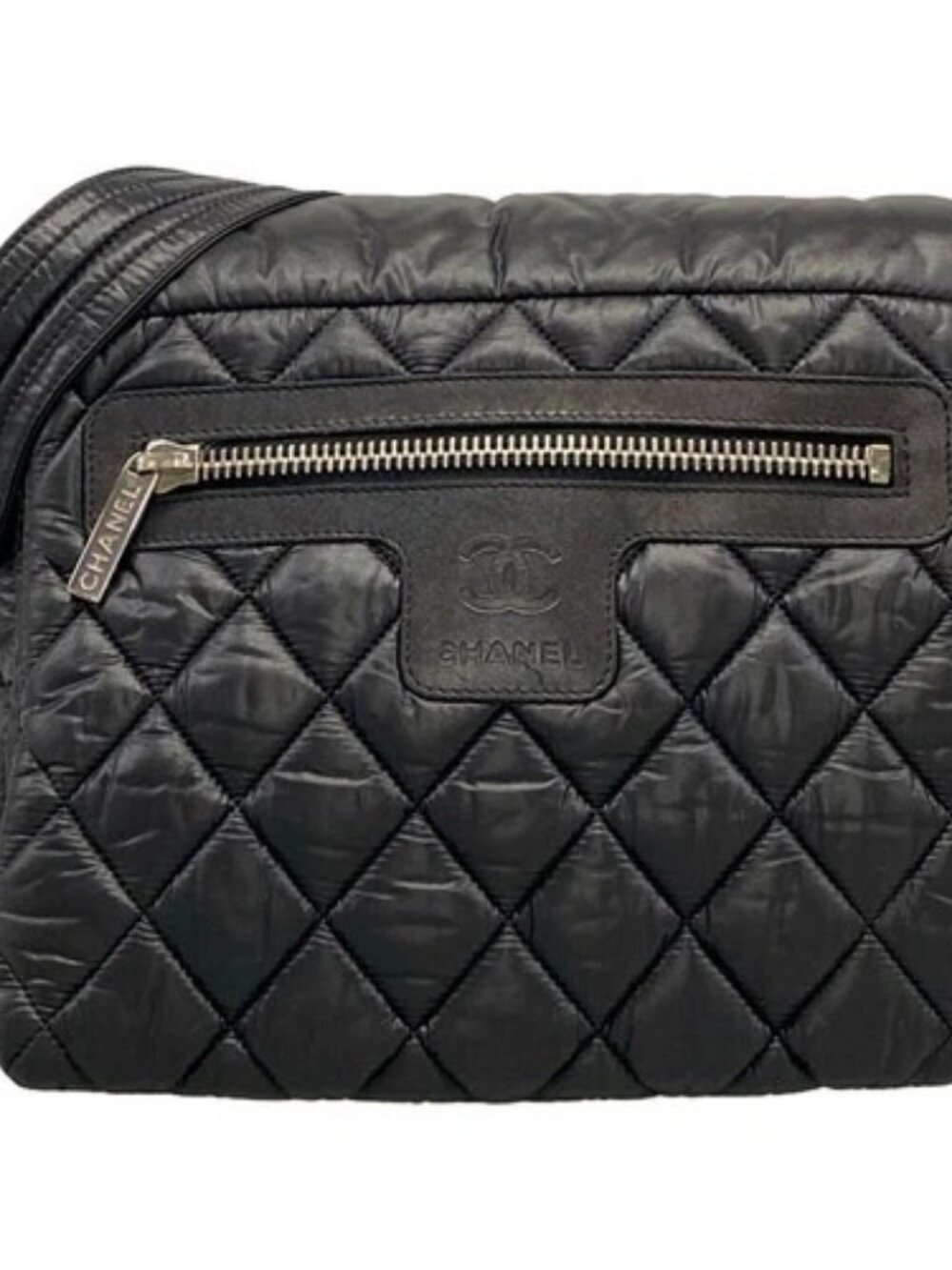 CHANEL Coco Cocoon A48616 Black Nylon Leather Shoulder Bag